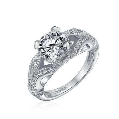 3CT Solitaire .925Sterling Silver Filigree AAA CZ Engagement Ring