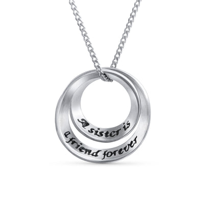 Inspirational Mantra Infinity Circle Pendant Necklace Sterling Silver for Teens