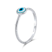 .925 Sterling Silver Midi Knuckle 1MM Band Stackable Evil Eye Ring