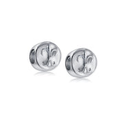 Set of 2 Symbolic Flower Ornate Fleur De Lis Charm Bead Sterling Silver