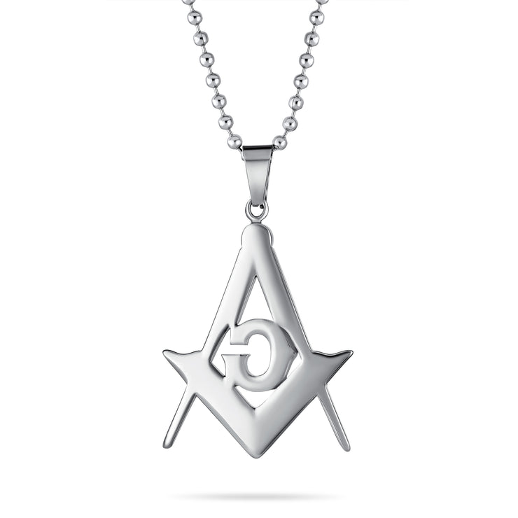 Set of 2 Freemason Masonic Symbol Pendant Necklace Silver Gold Plated Oxidized
