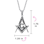 Set of 2 Freemason Masonic Symbol Pendant Necklace Silver Gold Plated Oxidized