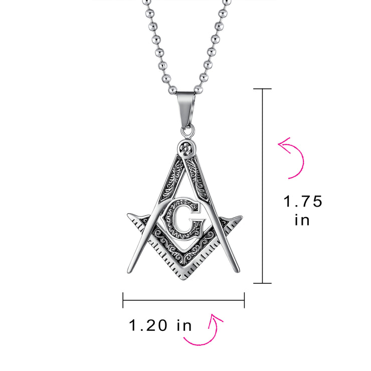 Set of 2 Freemason Masonic Symbol Pendant Necklace Silver Gold Plated Oxidized