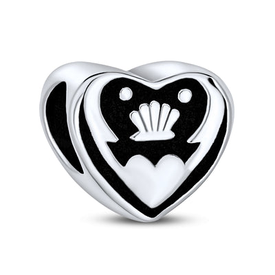 Celtic Knot Claddagh Heart Charm Bead in Sterling Silver for European Bracelets