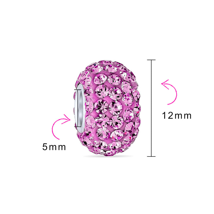 Set of 3 Fashion Multicolor CZ Clutch Purse 2 Solid Pink Spacer Charm Bead