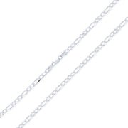 Figaro Link Chain 100 Gauge Necklace Sterling Silver Made Italy 6MM