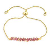 Set of 3 Pink Tourmaline, Aquamarine and Turquoise Bolo Bracelet Gold Plated