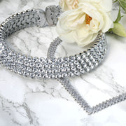 4 Row Crystal Wedding Prom Choker 1 Inch Wide Statement Necklace