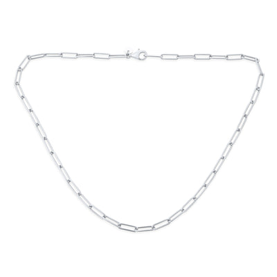 Solid Sterling Silver Italian 3.5MM Rounded Link Chain Necklace for Men Nickel-Free