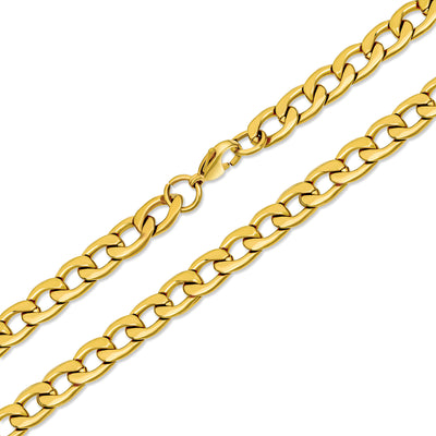 Heavy Duty Biker Necklace Gold Tone Stainless Steel Curb Chain 8MM