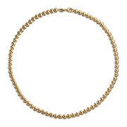 Classic Simple 6MM Round Bead Strand Necklace Polished Gold 16 Inch