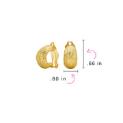 Ribbed Cable Rope Stripe Half Hoop Clip-On Earrings Gold Tone for Non-Pierced