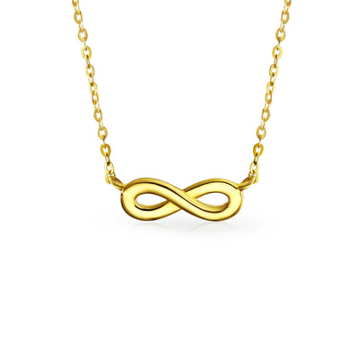 Delicate Eternity Figure Eight Love Knot 14K Gold Infinity Pendant Necklace