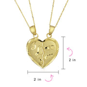 14K Yellow Gold I Love You Piece of My Heart Puzzle Pendant