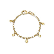 Gold Plated Tiny Dangling Hearts Charm Bracelet For Small Wrists