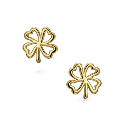 Luck of the Irish Celtic Shamrock Stud Earrings in Two Tone Gold & Silver