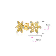 Tiny Holiday Christmas Snowflake Pave CZ Stud Earrings Gold Plated
