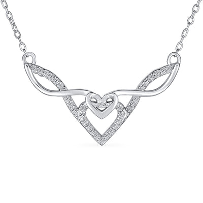 Good Luck Friendship Collar Necklace with CZ Accent Heart and Irish Love Knot