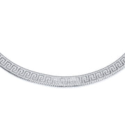 Herringbone Reversible Flat Greek Key Chain Collar Necklace Bracelet .925 Silver