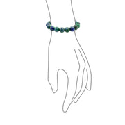 Set of 2 Natural Bead Blue Azurite Multi Color Jasper 12MM Stretch Bracelet