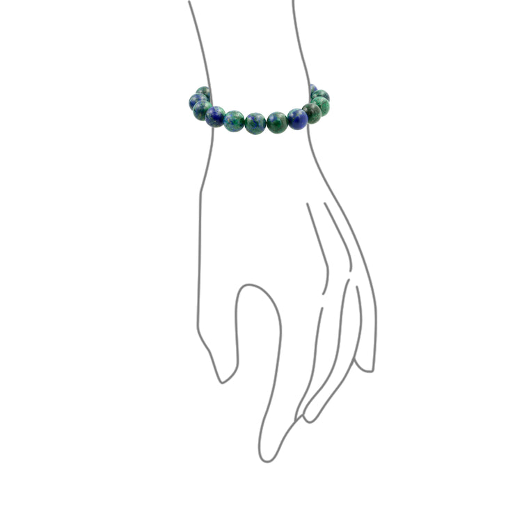 Set of 2 Natural Bead Blue Azurite Multi Color Jasper 12MM Stretch Bracelet