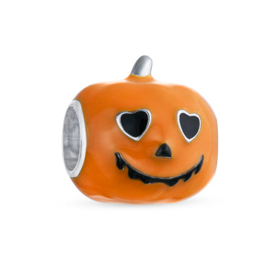 Halloween Pumpkin Charm Bead Enamel Sterling Silver for European Bracelets