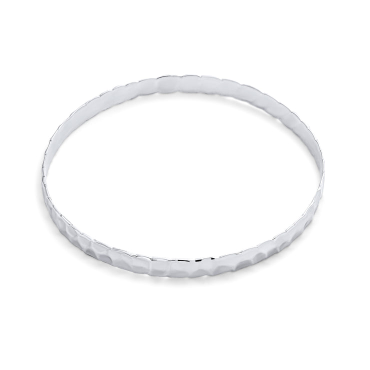 Medium Textured Hammered Bangle Bracelet in Matte Sterling Silver