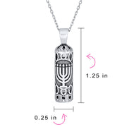 Hanukkah Judaic Mezuzah Pendant Necklace for Bat Mitzvah Sterling Silver