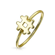 Tiny Thin Hashtag Ring Band Gold Plated .925 Sterling Silver 1MM