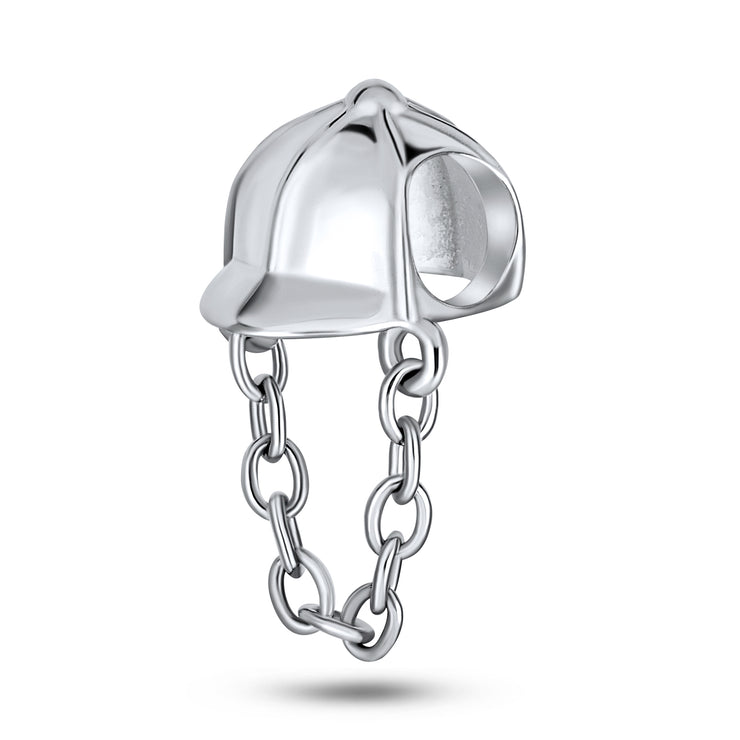 Set of 2 Western Horse and Jockey Equestrian Cap Hat Charm Bead Sterling Silver