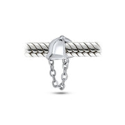 Set of 2 Western Horse and Jockey Equestrian Cap Hat Charm Bead Sterling Silver