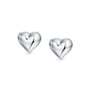 Set of 2 Double Open Heart Shaped Puffed Stud Earrings Rose Gold Plated Silver