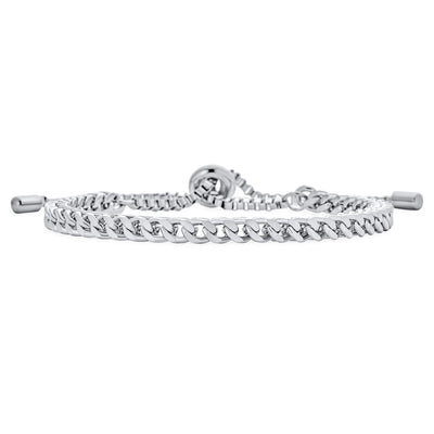 Solid Stylish Miami Curb Chain Link Bracelet Silver Tone 6.5-8.5 Inch