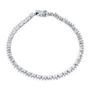 Bridal Thin Tennis Bracelet 2 Prong Set Round AAA CZ Silver Plated