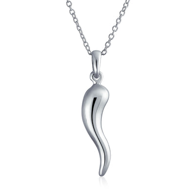 Italian Horn Pendant Necklace for Men in Sterling Silver - Protection Amulet