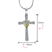 Infinity Love Heart Cross Pendant CZ Pave Necklace Gold Plated