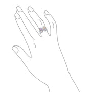 Cocktail Statement Ring: Pink Opal Butterfly with CZ Accents in Sterling Silver