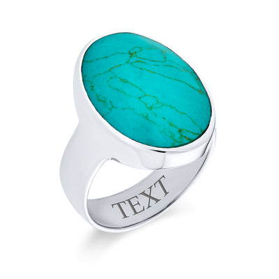 Big Oval Turquoise Native American Western Style Ring Sterling Silver