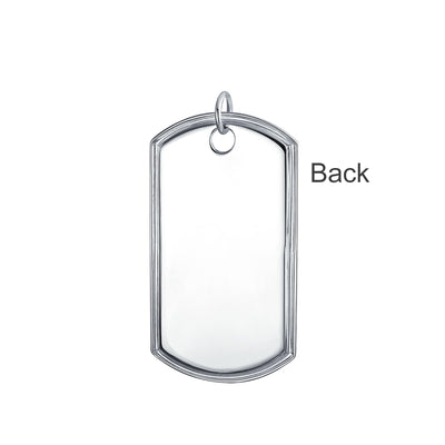 Traditional Men's Army Dog Tag Pendant Necklace Sterling Silver 18-24 Inch Chain