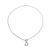 Open Circle Round Lariat Pendant Y Necklace High .925 Sterling Silver