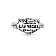 Set of 2 Welcome to Las Vegas and Poker Ace of Hearts Charm Bead Sterling Silver
