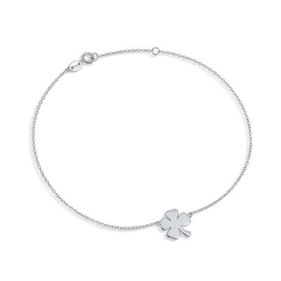 Four Leaf Clover Shamrock Flower Anklet Charm Anklet Sterling Silver