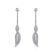 Western Jewelry American Multi Leaf Feather Dangle Earrings .925 Silver