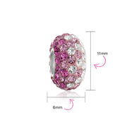 Set of 2 Light Pink Magenta Crystal Bead Charm Spacer for Bracelet Silver