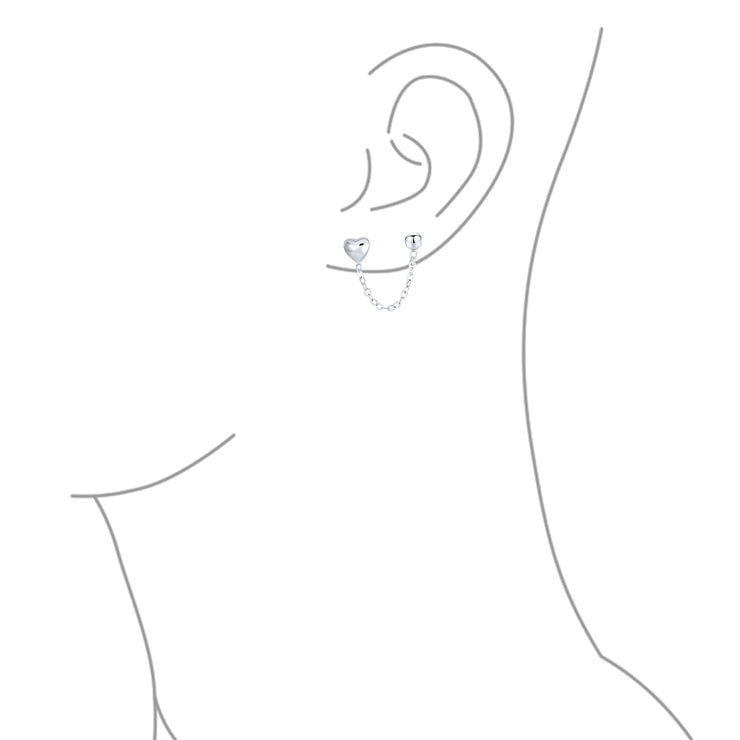 Heart Cartilage Earlobe Earring Stud Helix Stud .925Sterling Silver