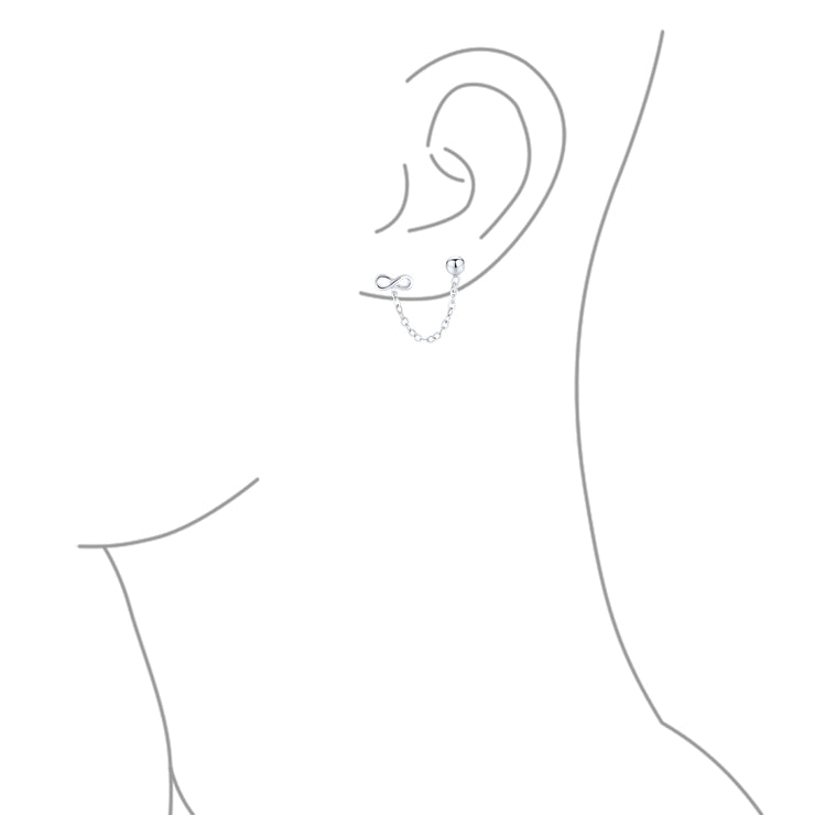Infinity Cartilage Earlobe Earring Stud Helix Stud .925 Sterling Silver