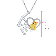 Love Heart Puppy Pet Dog Yorkie Pendant Necklace Gold Silver Plated Chain