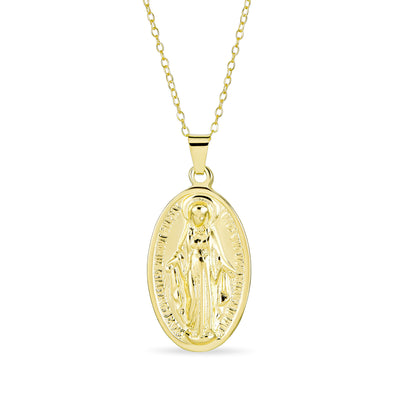 Our Lady of Guadalupe Mexican Medallion Necklace Gold Plated