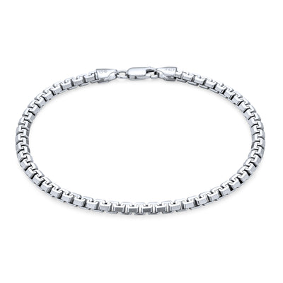 Men's Heavy Franco Square Chain Link Bracelet Rhodium  Silver 8-9 Inch