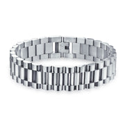 Panther Watch Band Link Bracelet For Men Silver Tone Stainless Steel